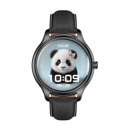 COLMI L28 Smart Watch (black silicone + black leather strap)